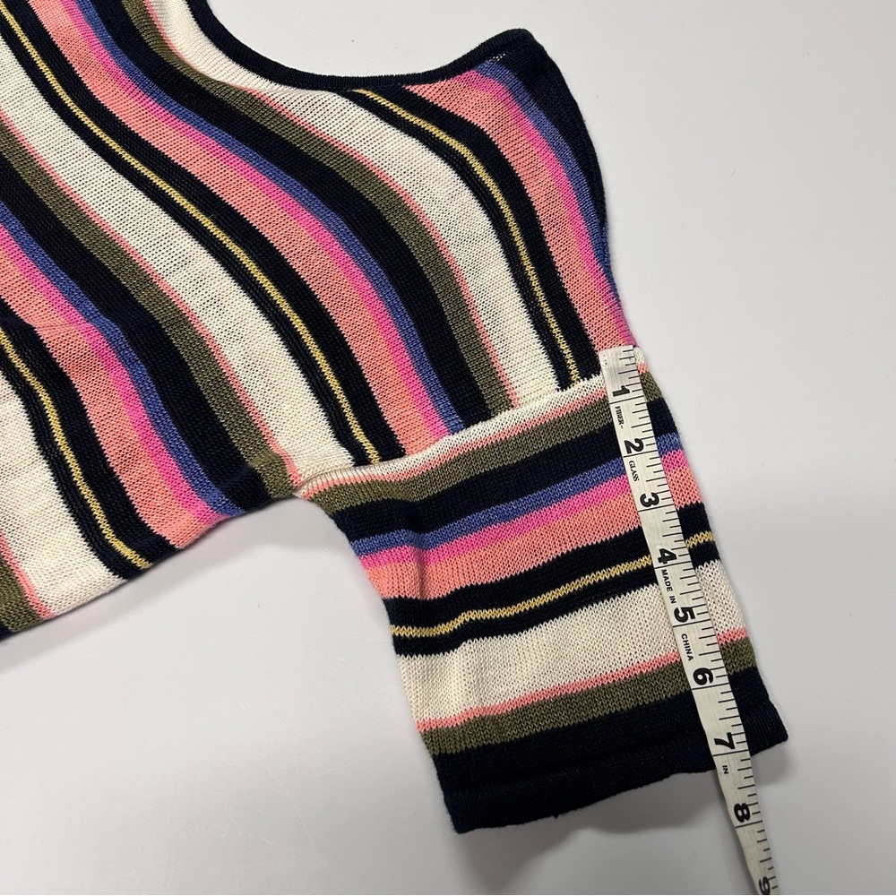 Talbots Knit‎ Top Size L Short Sleeve Round Lightweight 100% Linen Stripes - Picture 8 of 8